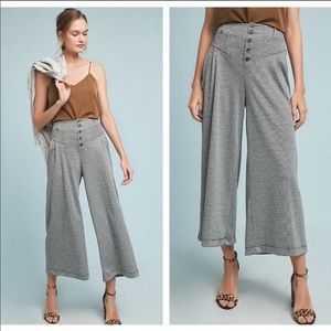 Anthropologie Maeve Houndstooth Checkered Wide Leg Crop Pant Size Medium